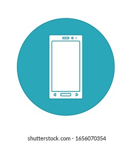 Mobile phone vector illustration over circle colored background