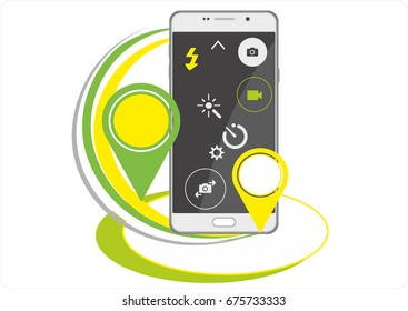 Mobile phone vector illustration. Smart phone with black screen on white background. Icons of a cell phone. Vector illustration.