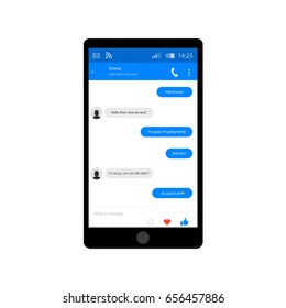 Mobile phone. Vector illustration. Social network concept. Vector. Messenger window. Chating and messaging concept. chat boxes.