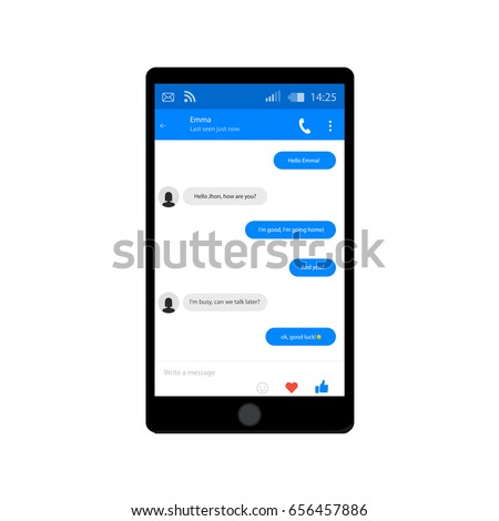 Mobile phone. Vector illustration. Social network concept. Vector. Messenger window. Chating and messaging concept. chat boxes.
