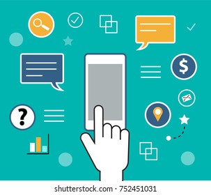 Mobile phone vector illustrations with icons