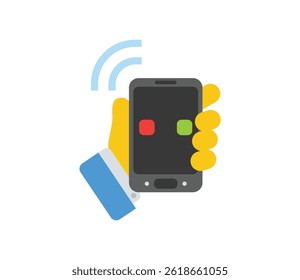 Icono aislado del Vector del teléfono móvil. Ilustración de emoji de llamada telefónica. Emoticon aislado de Vector de llamada entrante