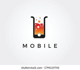 Mobile phone vector logo template concept illustration. Smartphone creative sign. Modern technology. Cellphone symbol.