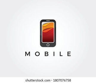 Vektorgrafik-Logo für Handys, Design-Illustration. Smartphone-Kreativzeichen. Moderne Technik. Mobiltelefon-Symbol. Tablet PC Symbol Design-Element. 