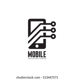 Mobile phone vector logo template concept illustration. Smartphone creative sign. Modern technology. Cellphone symbol. Tablet PC icon. Design element.