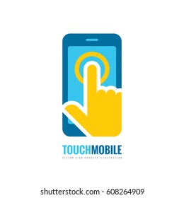 Mobile phone vector logo template concept illustration. Smartphone creative sign. Cellphone symbol. Touch pad technology. Tablet PC icon. Design element.