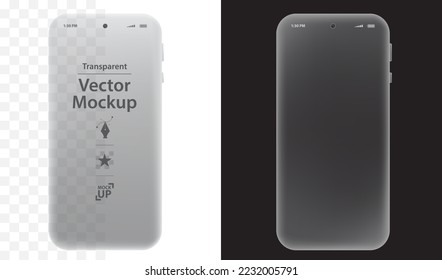 Mobile Phone Vector Mockup Design. Smartphone screens with black, white, transparent backgrounds.