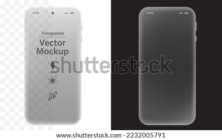 Mobile Phone Vector Mockup Design. Smartphone screens with black, white, transparent backgrounds.