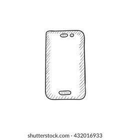 Icono de esbozo vectorial de teléfono móvil aislado en segundo plano. Icono de teléfono móvil dibujado a mano. Icono de esbozo de teléfono móvil para infografía, sitio web o aplicación.