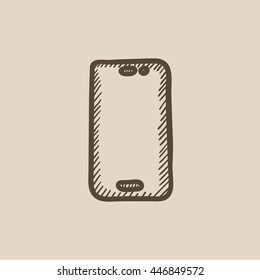 Icono de esbozo vectorial de teléfono móvil aislado en segundo plano. Icono de teléfono móvil dibujado a mano. Icono de esbozo de teléfono móvil para infografía, sitio web o aplicación.