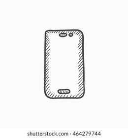 Mobile phone vector sketch icon isolated on background. Hand drawn Mobile phone icon. Mobile phone sketch icon for infographic, website or app.