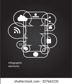 mobile phone vector with social media icons chalk