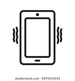 Mobile phone vibrating icon Black line art vector logo