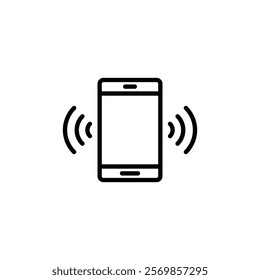 Mobile phone vibrating icon Black and white outline vector