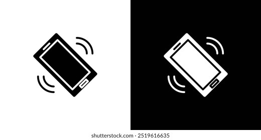 Mobile phone vibrating icon linear logo isolated
