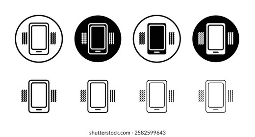 Mobile phone vibrating icon Outline thin set pack series