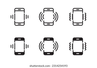 Mobile phone vibrating icon vector ringtone symbols for app web logo banner icon button - Vector File