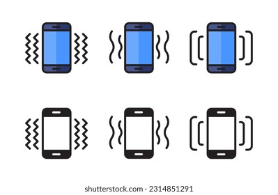 Mobile phone vibrating icon vector ringtone symbols for app web logo banner icon button - Vector File