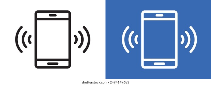 Mobile phone vibrating logo sign set vector outline