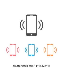 Mobile phone vibrating or ringing flat vector icon set for apps and websites