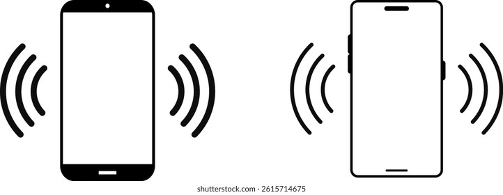 Mobile phone vibration icon set.  Ringing phone simple icon sign. Smartphone ringing.  Vibration alert in smartphone icon symbol
