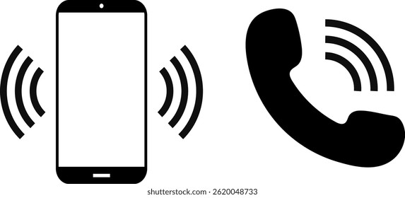 Mobile phone vibration icon set. Vibrate alert in smartphone icon symbol. Ringing phone simple icon sign. Ringing icons
