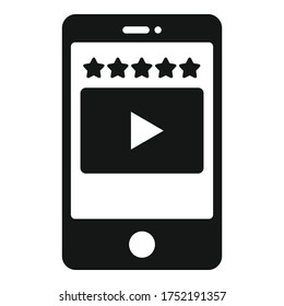 Mobile phone video app icon. Simple illustration of mobile phone video app vector icon for web design isolated on white background