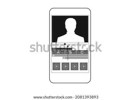 Mobile phone video editing application screen. Application video editing display on Smartphone.