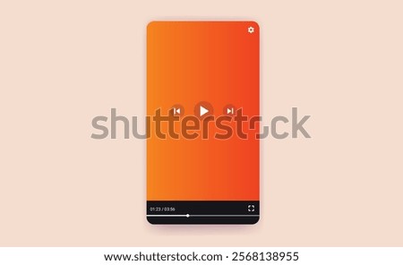 Mobile phone video player window with buttons - Smartphone frame with multimedia controllers, play button and ui elements. Vector illustration template mockup