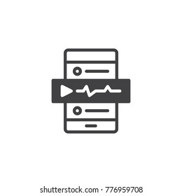 Mobile phone with voice message icon vector, filled flat sign, solid pictogram isolated on white. Smartphone voice recorder symbol, logo illustration.