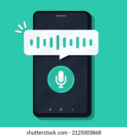 Mobile phone with voice message. Voice notes. Vector illustration