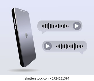 Mobile phone with voice messages bubbles. Chat up. Voice notes. Illustration vector