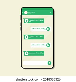 Mobile phone with voice messages bubbles. Voice notes. Illustration vector