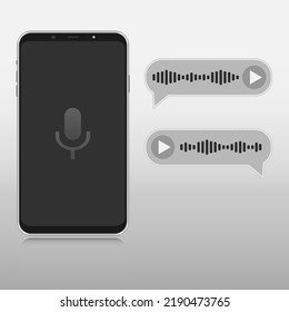 Mobile phone with voice messages bubbles. Chat up.