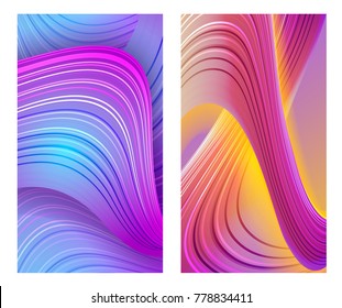 Mobile phone wallpaper design. Vector bright screen concept. Editable masked template . Abstract striped form, cheerful and multicolored.