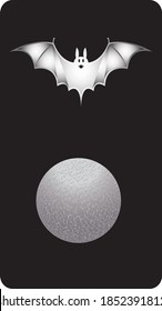 Mobile phone wallpaper at Halloween. Bat iand moon. Vector illustration