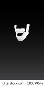 Mobile phone wallpaper at Halloween. Scary toothy jaw of a human skull. Vector illustration