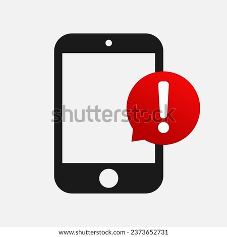 mobile phone warning notification icon vector