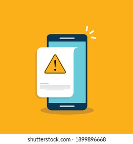 Mobile phone with a warning sign