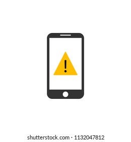 Mobile phone warning sign. Vector illustration, flat design.