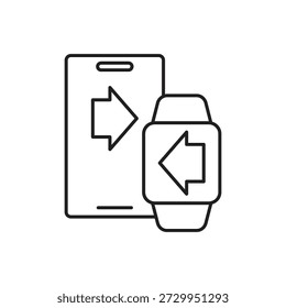 Mobiltelefon und Uhr mit Pfeilen