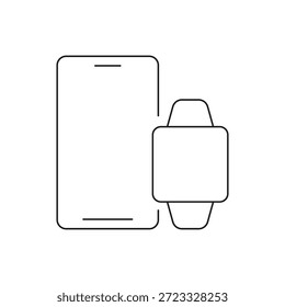 Vector de contorno de conexión de teléfono móvil y dispositivo portátil
