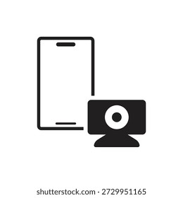 Teléfono móvil con diseño de icono de glifo de cámara de Web