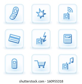 Iconos web de teléfonos móviles conjunto 1, botones de hielo cuadrado