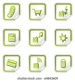 Iconos web de teléfonos móviles conjunto 1, serie de pegatinas verdes