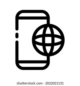 Mobile Phone web vector icon illustration template with editable line