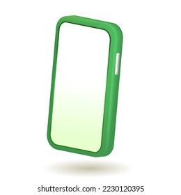 Mobile phone with white blank screen. 3d vector smartphone. isolated white background