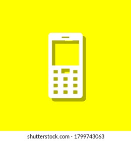Mobile phone white icon with shadow