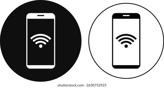 Mobile phone with wifi icon. Contactless wireless pay sign. Communication nfc payment concept. Contact less. internet connection. Multimedia Icons