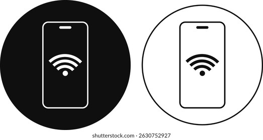 Mobile phone with wifi icon. Contactless wireless pay sign. Communication nfc payment concept. Contact less. internet connection. Multimedia Icons